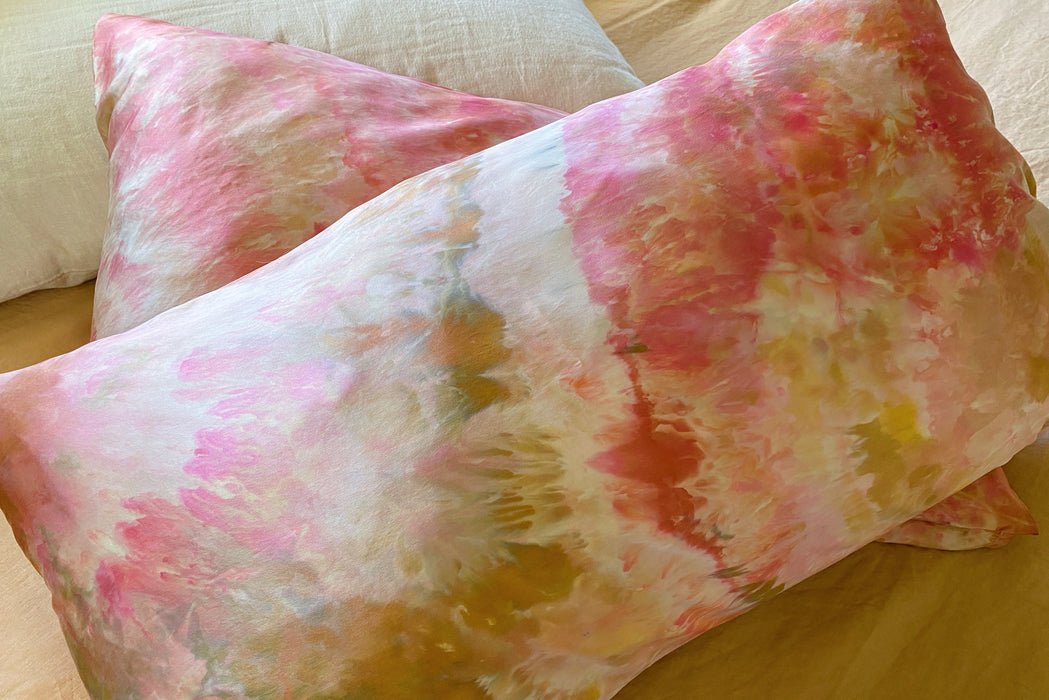 king pillowcase set: pink and copper