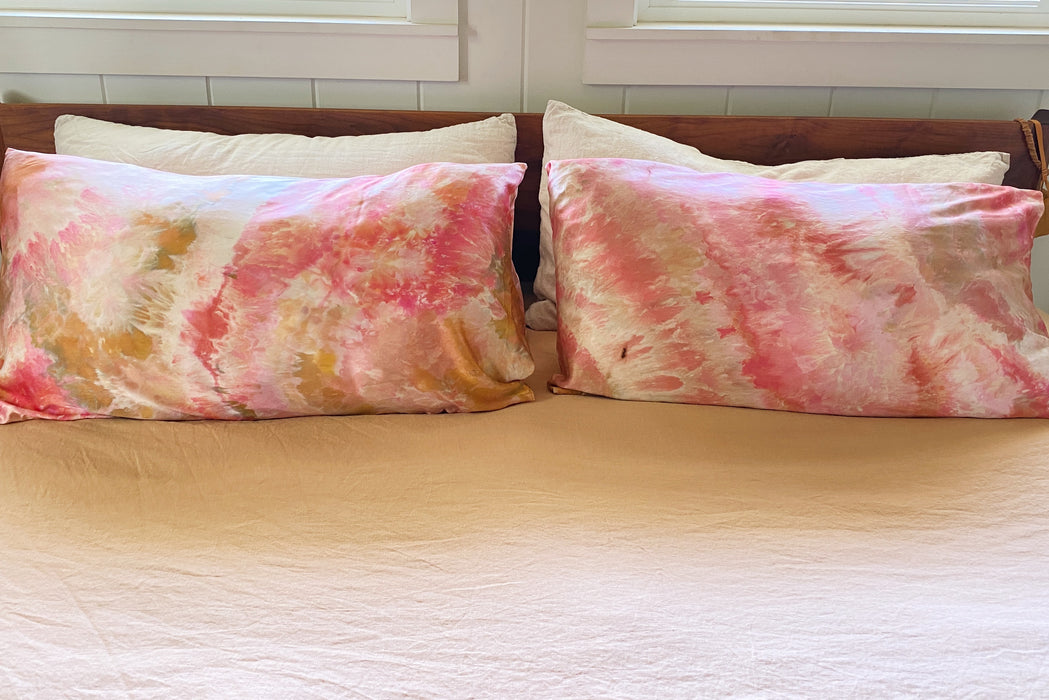 king pillowcase set: pink and copper